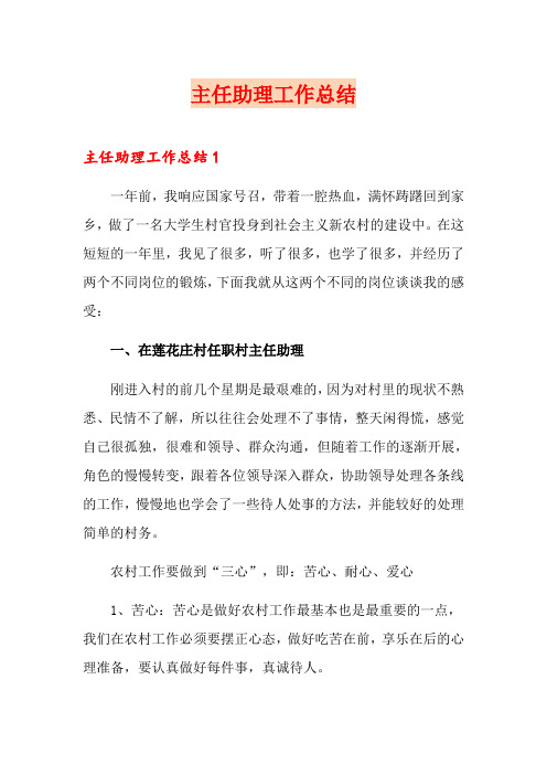 主任助理工作总结