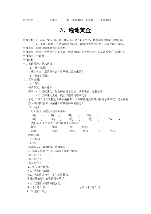 五年二期语文教案3遍地黄金