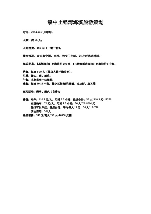 绥中止锚湾海滨旅游策划