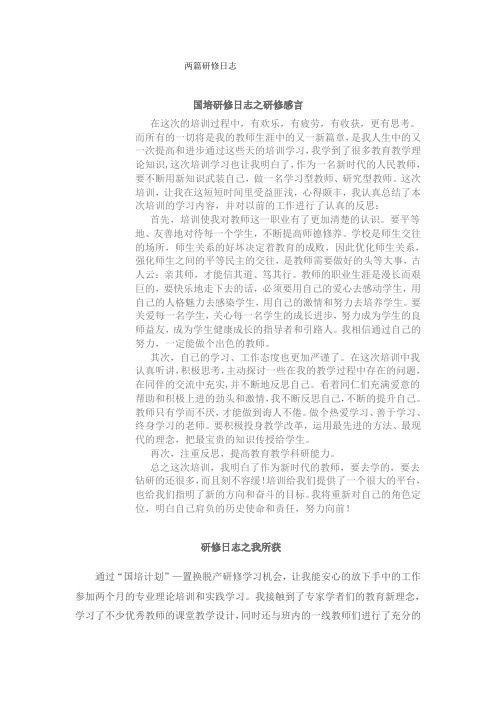 两篇研修日志