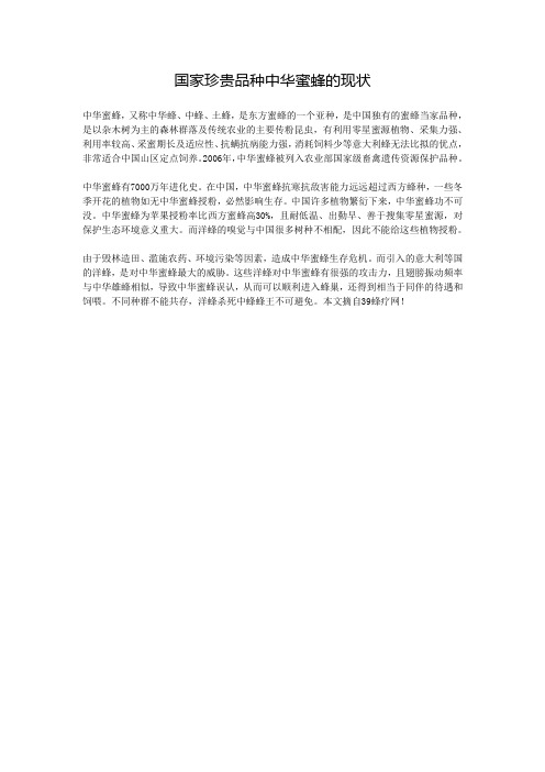 国家珍贵品种中华蜜蜂的现状