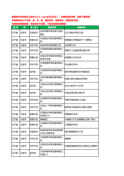 2020新版辽宁省大连市环保设备有限公司工商企业公司商家名录名单黄页联系号码地址大全39家