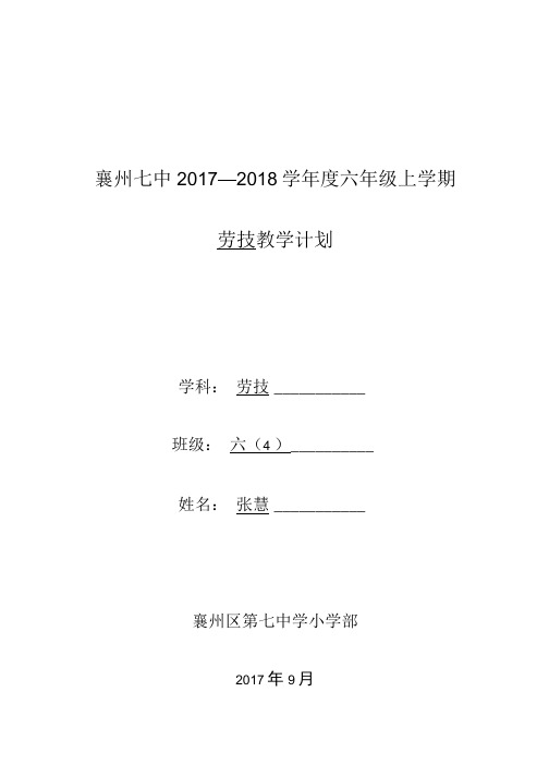 六年级上册劳技计划.doc