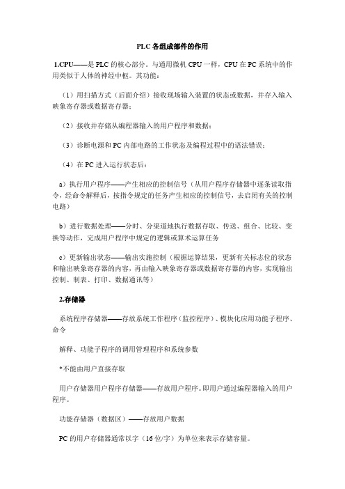 PLC各组成部件的作用