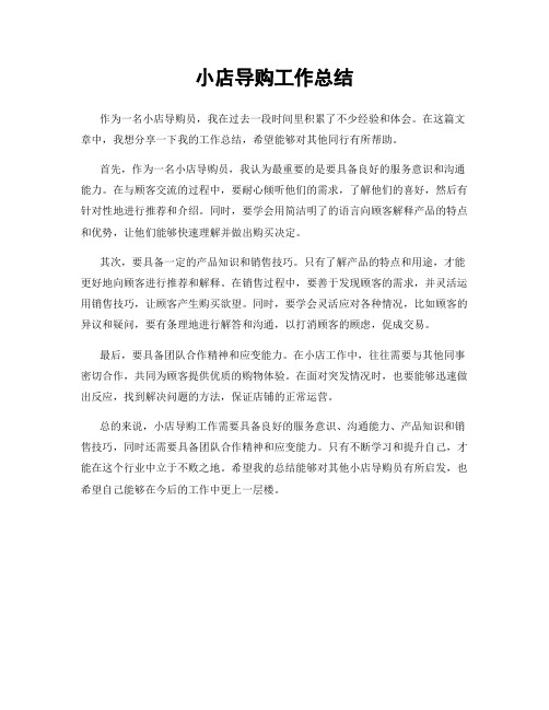 小店导购工作总结