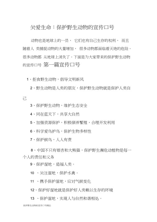 保护野生动物的宣传口号精品(20200516131553)