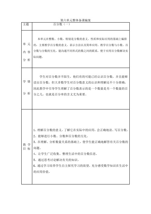 六年级上册第六单元教案百分数(一)