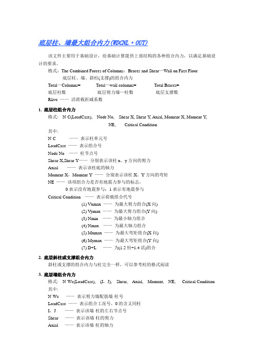 底层柱、墙最大组合内力(WDCNL·OUT)