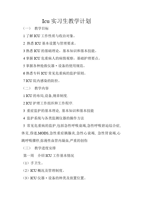 ICU带教计划