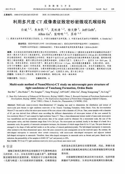 利用多尺度CT成像表征致密砂岩微观孔喉结构