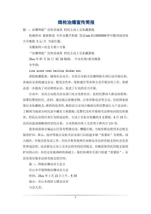 缉枪治爆宣传简报