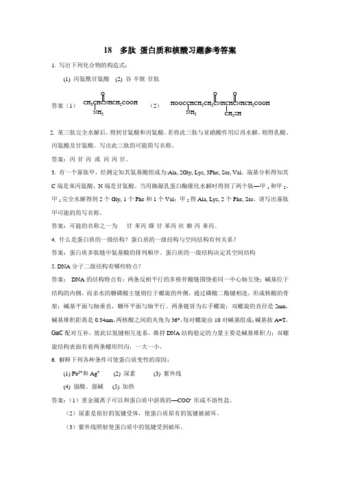 18 多肽蛋白质和核酸习题参考答案