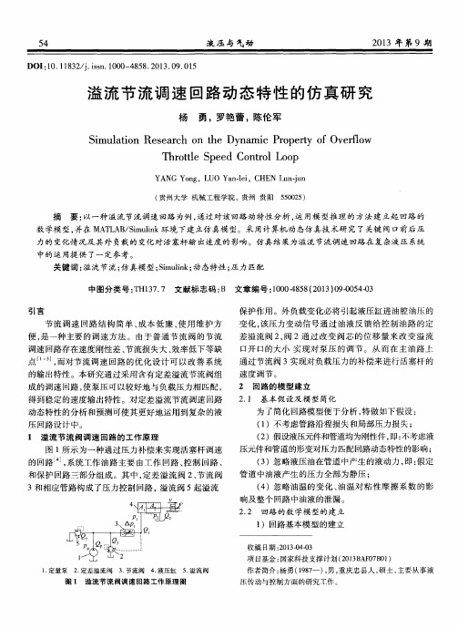 溢流节流调速回路动态特性的仿真研究