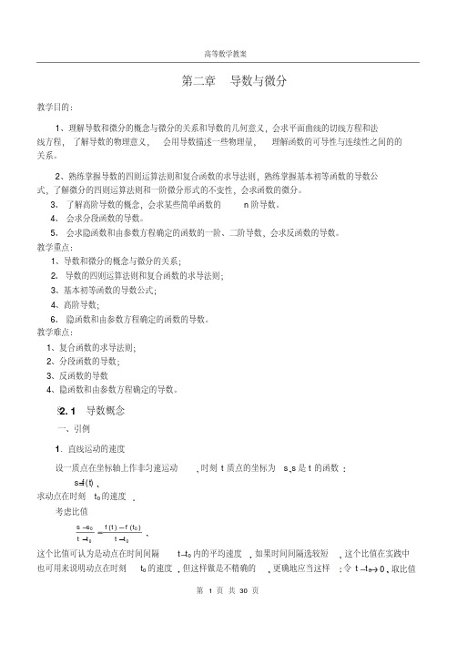 高等数学教案ch2导数与微分
