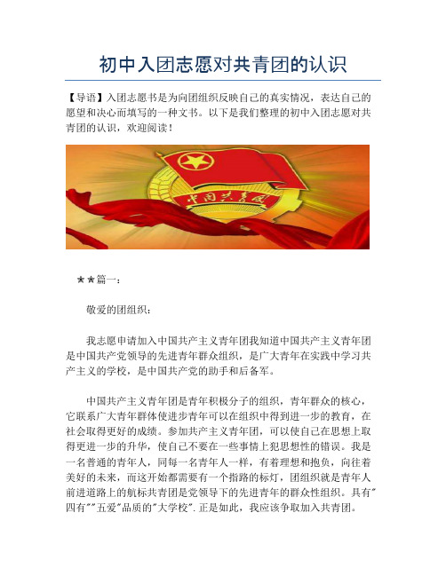 初中入团志愿对共青团的认识