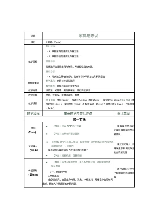 《住宅空间设计》教案第9课家具与陈设