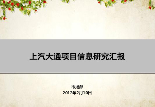 上汽大通项目信息研究汇报(PPT 29页)