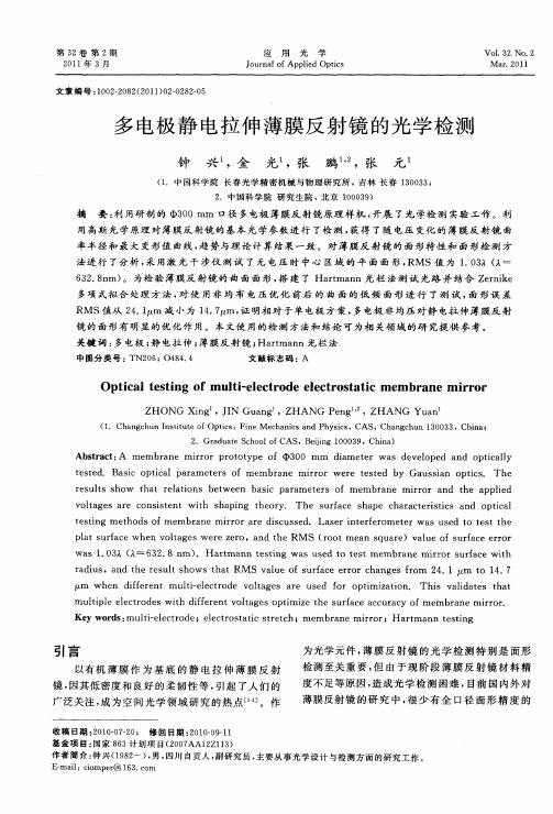 多电极静电拉伸薄膜反射镜的光学检测