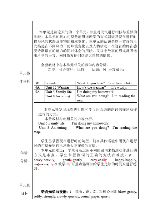 沪教版五年级上学期英语Unit 10 Wind 教案