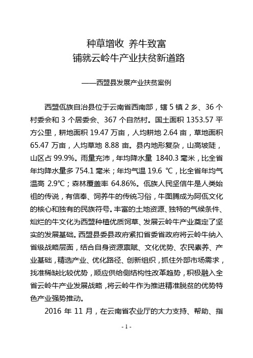 西盟县产业助推脱贫攻坚典型材料