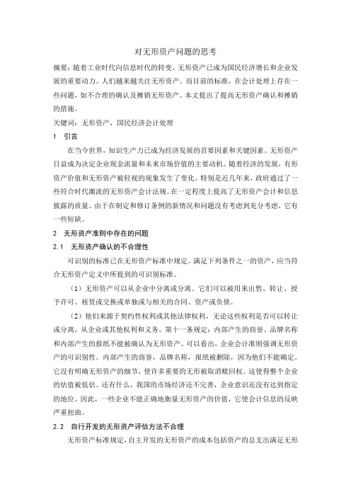 对无形资产问题的思考