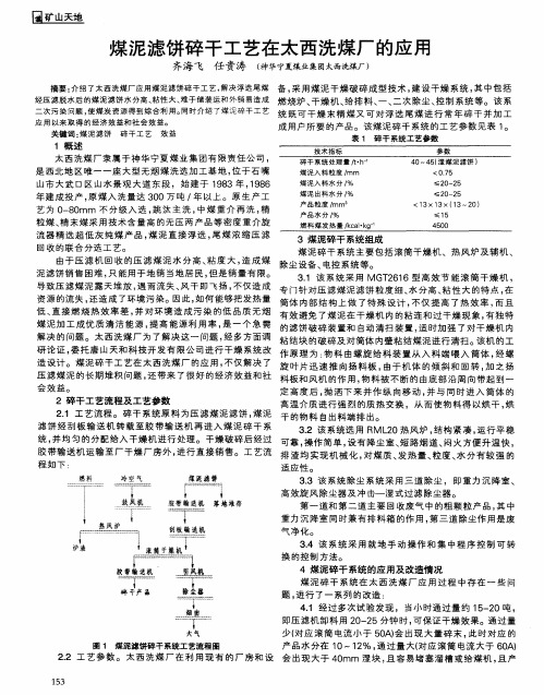 煤泥滤饼碎干工艺在太西洗煤厂的应用