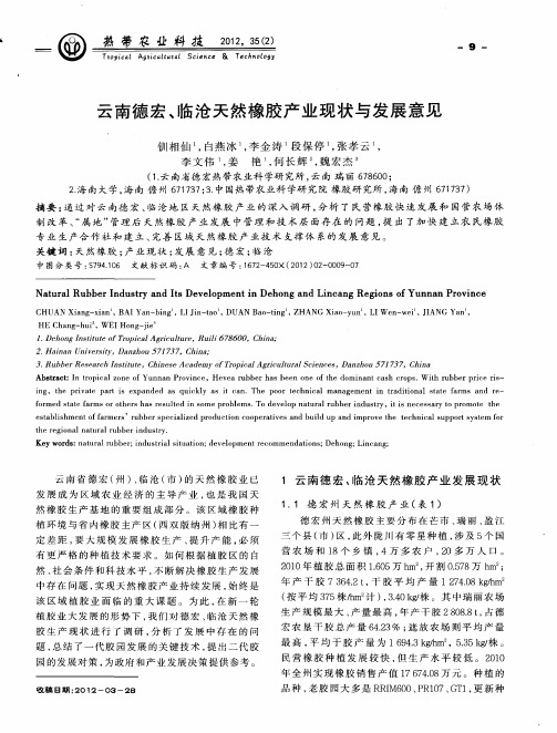云南德宏、临沧天然橡胶产业现状与发展意见