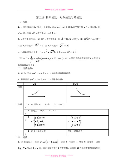 高考数学知识考点精析5：指数函数、对数函数与幂函数