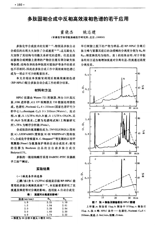 多肽固相合成中反相高效液相色谱的若干应用