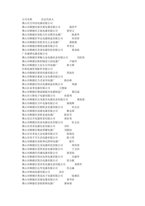 2010广东佛山顺德区电器生产经营企业2335家