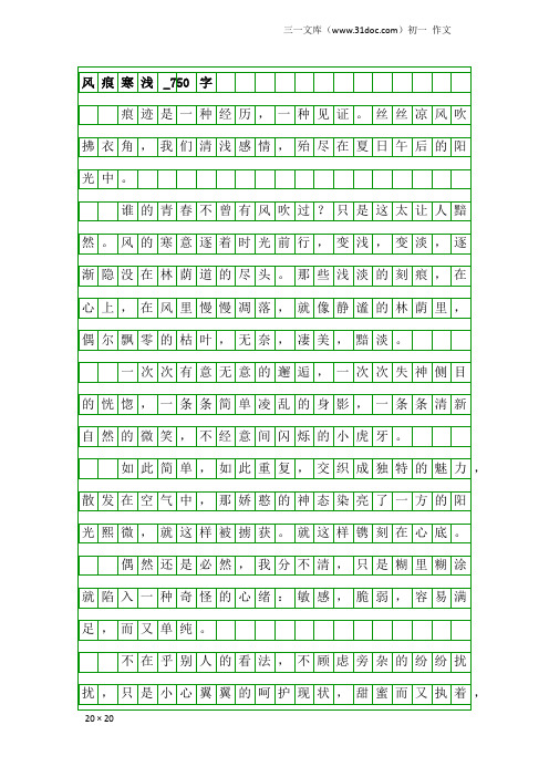 初一作文：风痕寒浅_750字