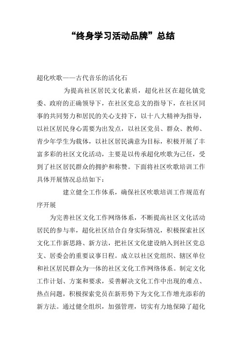 “终身学习活动品牌”总结