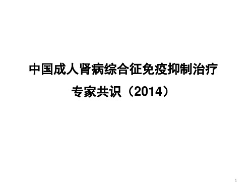 中国成人肾病综合征免疫抑制治疗专家共识PPT参考幻灯片