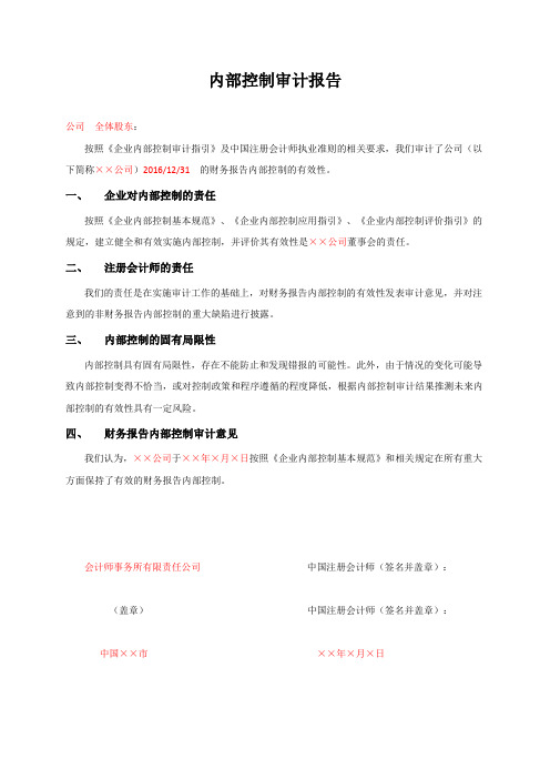 内部控制审计底稿47_内部控制审计报告(标准内部控制审计报告)