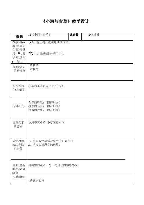 《小河与青草》教案