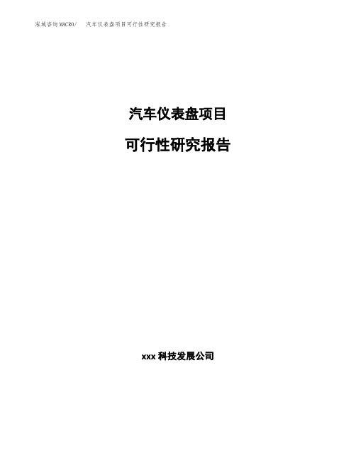 汽车仪表盘项目可行性研究报告模板