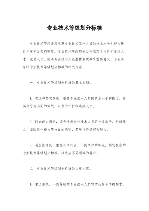 专业技术等级划分标准