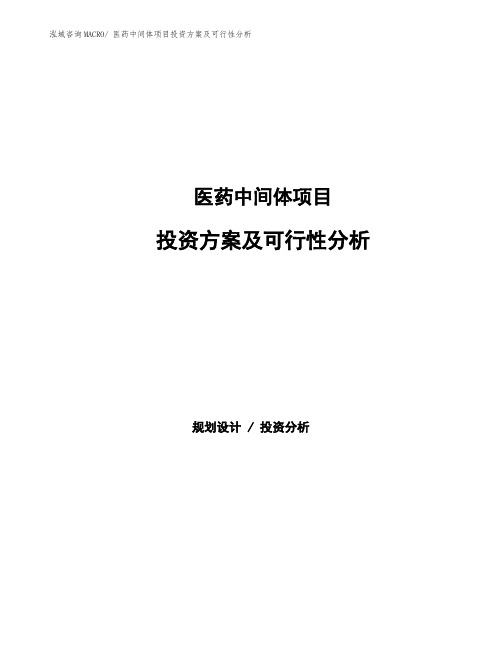 医药中间体项目投资方案及可行性分析