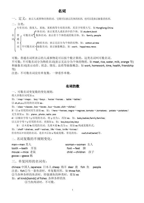 初中名词