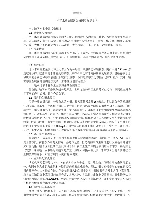 地下水重金属污染成因及修复技术