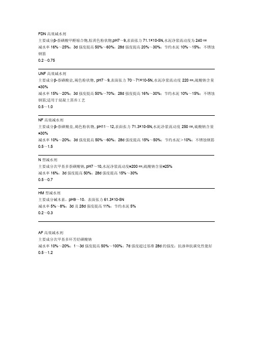减水剂分类