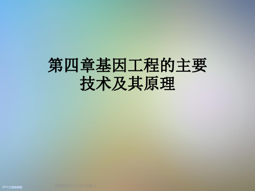 第四章基因工程的主要技术及其原理