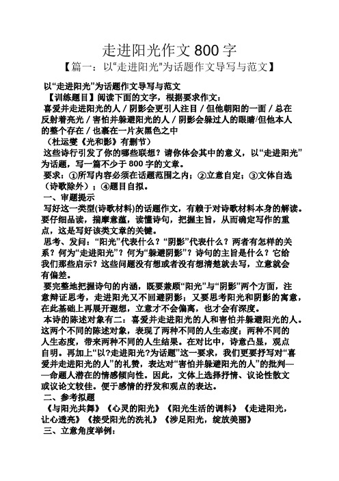 走进阳光作文800字