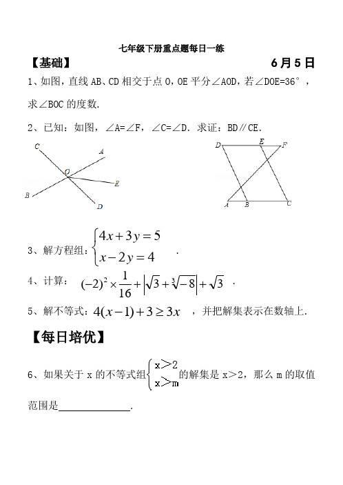 七年级数学基础每日一练