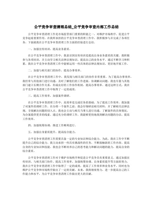 公平竞争审查清理总结_公平竞争审查内部工作总结