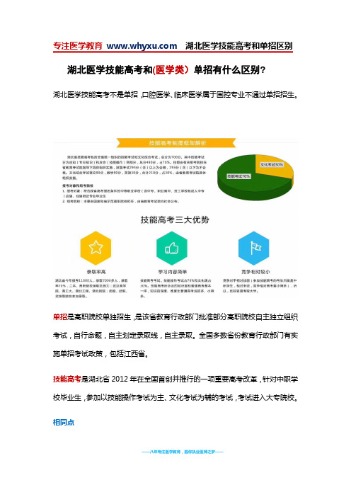 湖北医学技能高考和(医学类)单招有什么区别