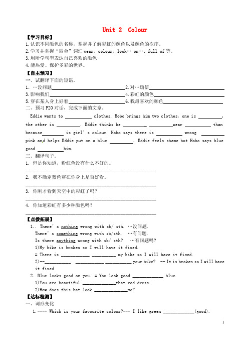 九年级英语上册Unit 2 Colour导学案新版牛津版