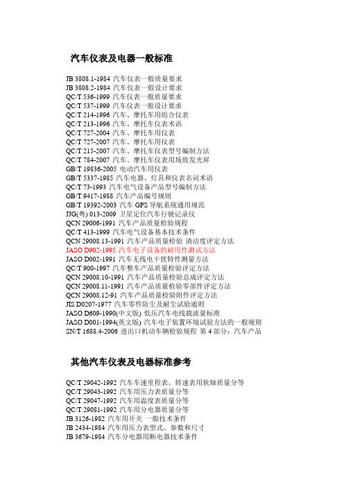 汽车行业配套标准