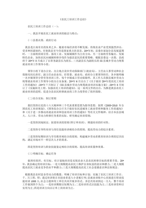 农民工培训工作总结6篇