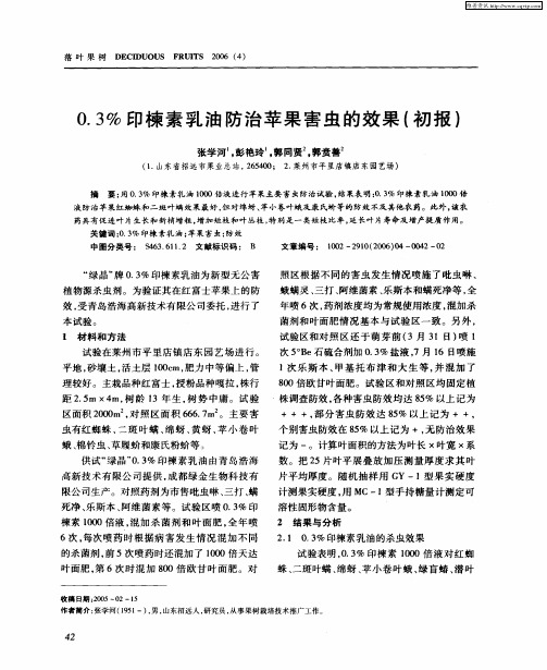 0.3%印楝素乳油防治苹果害虫的效果(初报)
